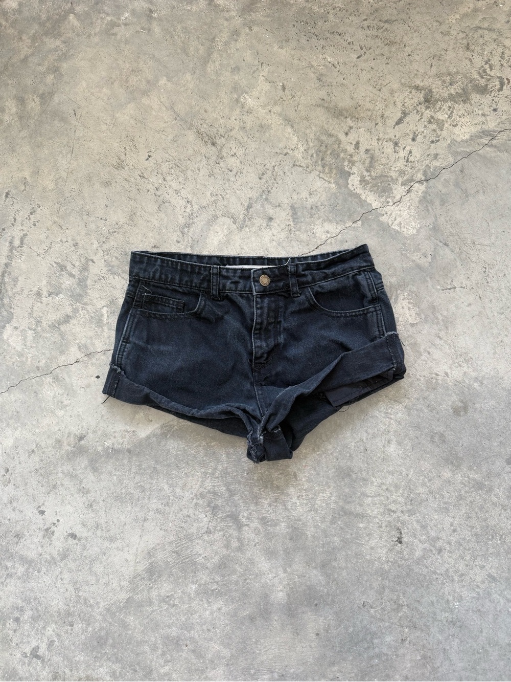Brave Soul Black Denim Rolled Hem Shorts